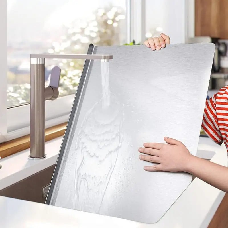 Maliben | High-quality cutting board made of stainless steel with edge – ideal for homemade pizza, pastries, and more!