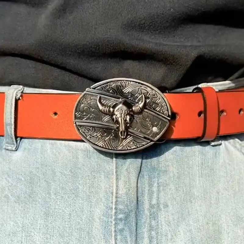 Maliben Cowboy Belt Buckle — Oval Metal with Hidden EDC Tool