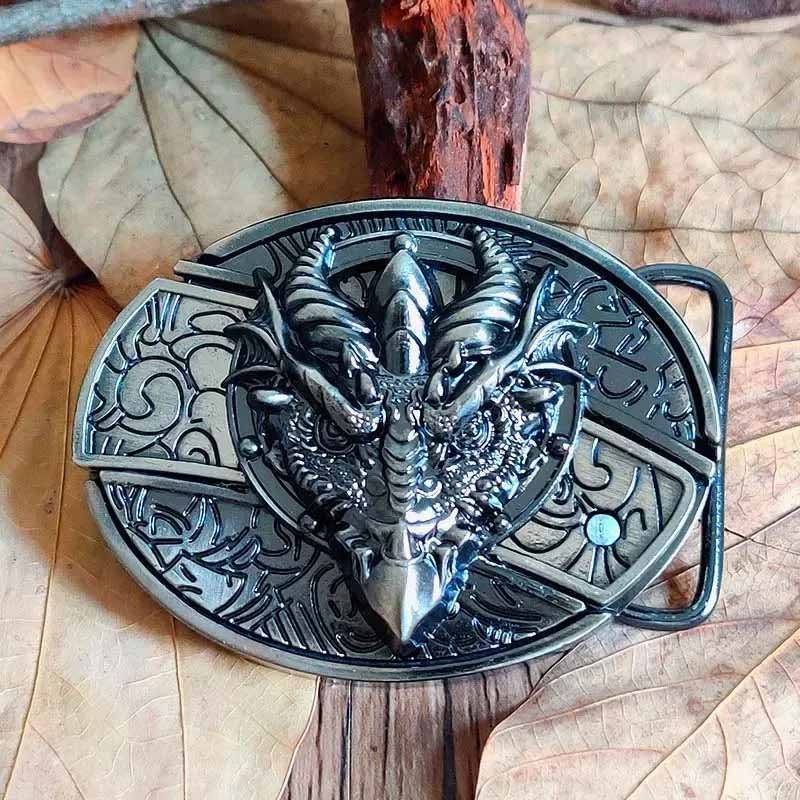 Maliben Cowboy Belt Buckle — Oval Metal with Hidden EDC Tool