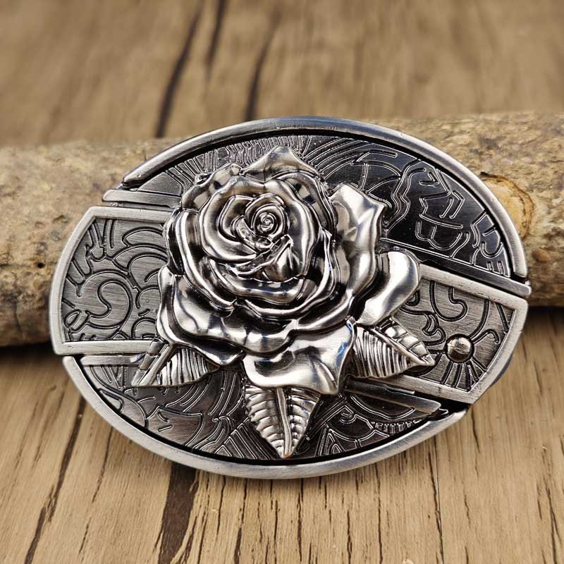 Maliben Cowboy Belt Buckle — Oval Metal with Hidden EDC Tool