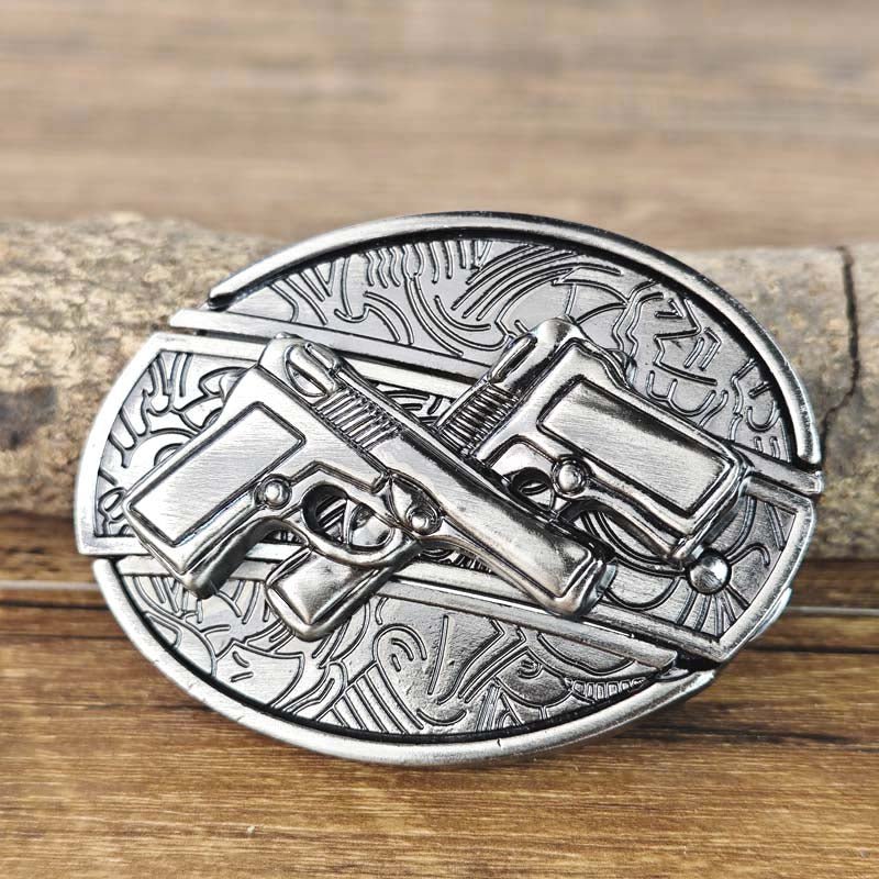 Maliben Cowboy Belt Buckle — Oval Metal with Hidden EDC Tool