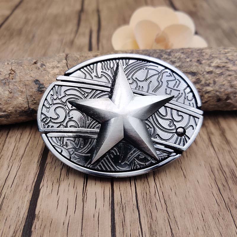 Maliben Cowboy Belt Buckle — Oval Metal with Hidden EDC Tool