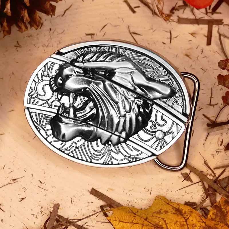 Maliben Cowboy Belt Buckle — Oval Metal with Hidden EDC Tool