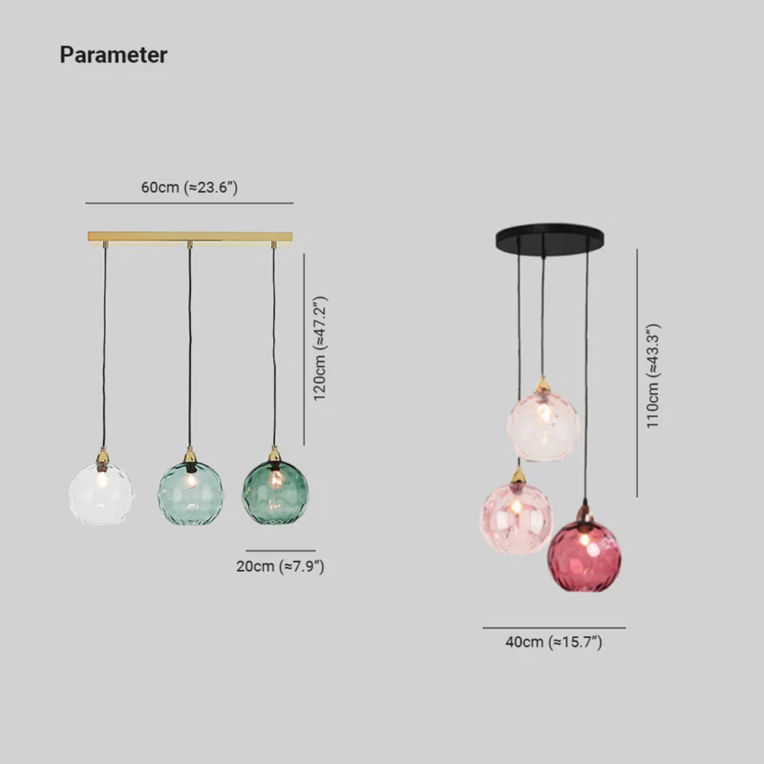 Maliben | Modern Cluster Pendant Light With 3 Lamps - Cascade