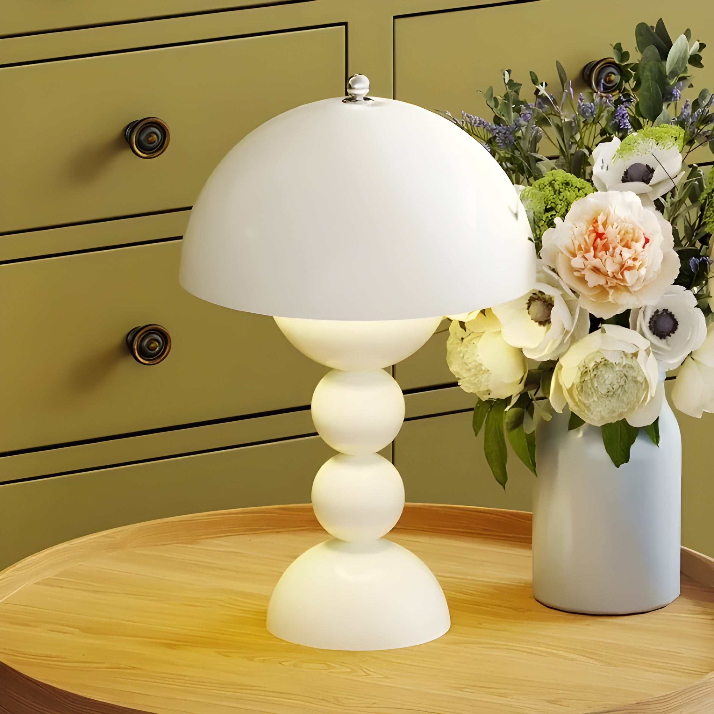 Maliben | Norlumi Scandinavian Led Table Lamp | Dimmable | White Abs Housing | 0–5w | 36v Dc | Flower-Inspired Design