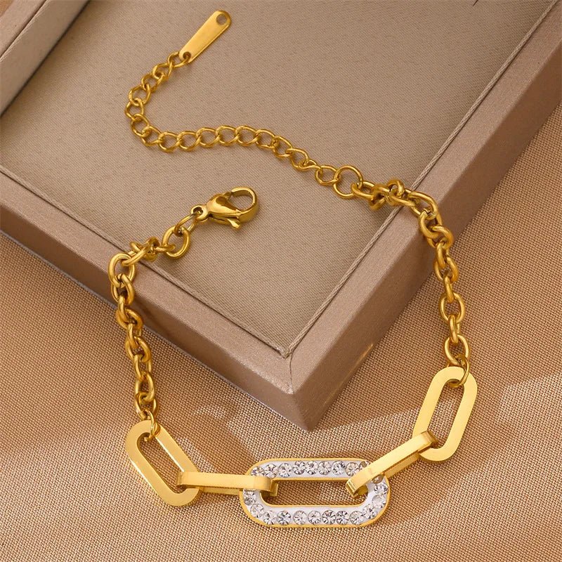 Maliben | Paperclip Diamond Accented Bracelet