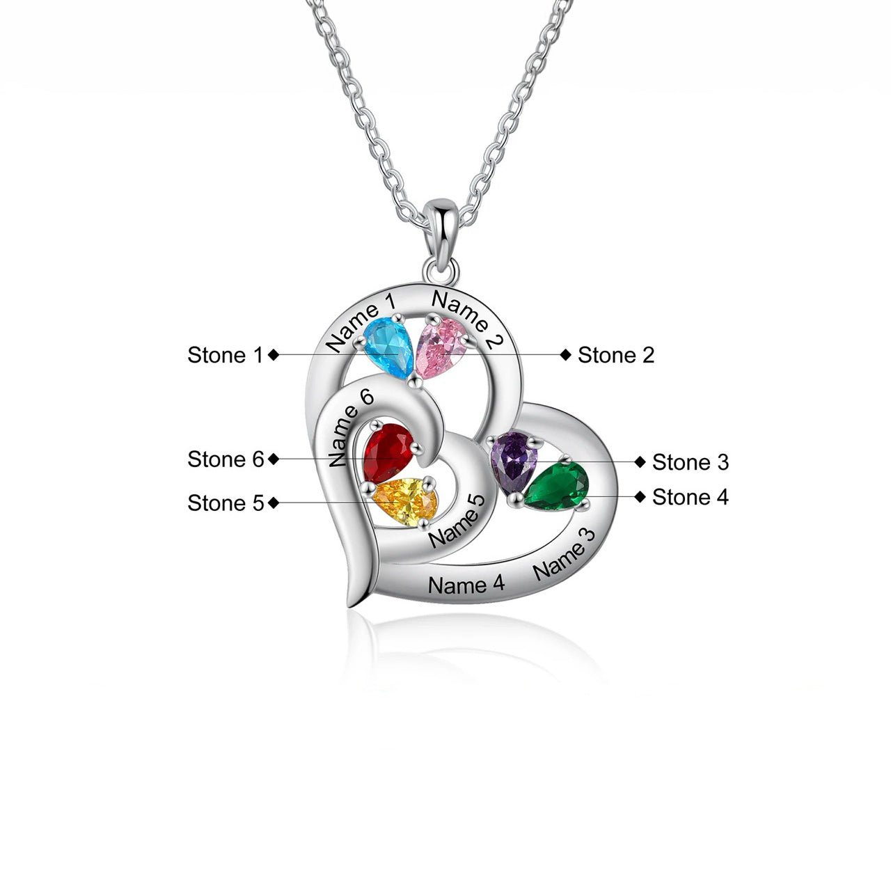 Maliben | Personalized Name & Birthstone Heart Necklace