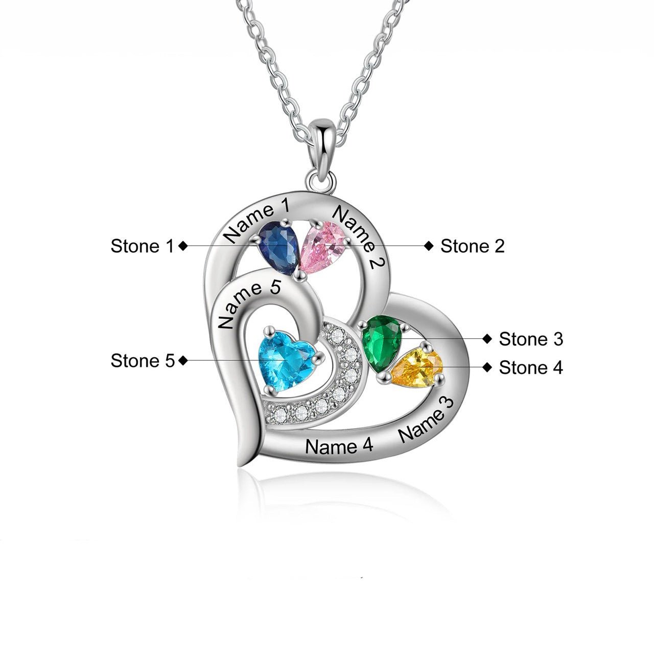 Maliben | Personalized Name & Birthstone Heart Necklace