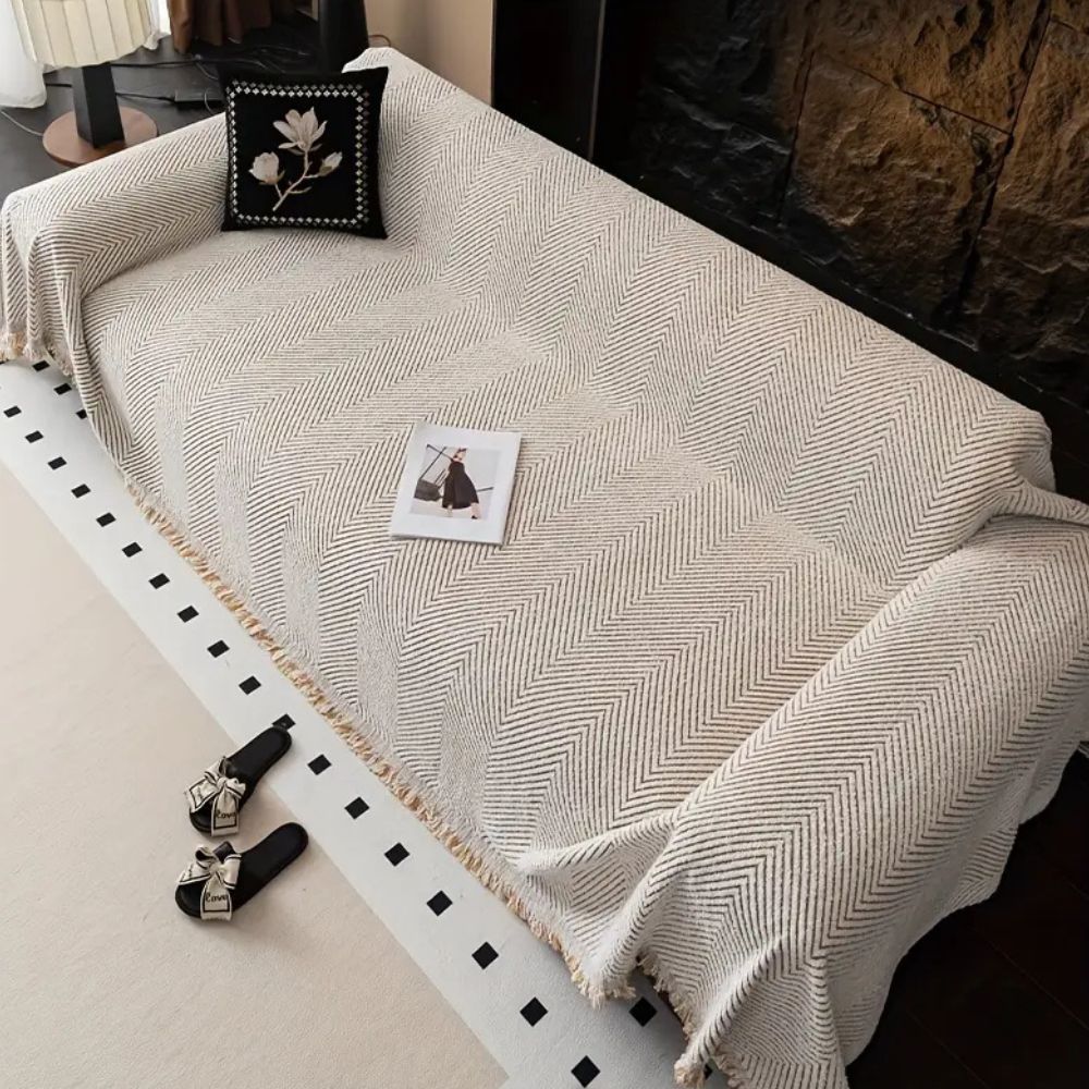 Maliben | CUSHVIVE – Herringbone Sofa Cover with Splash Protection and Non-Slip Design