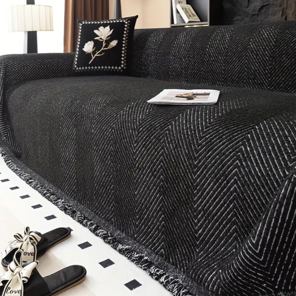Maliben | CUSHVIVE – Herringbone Sofa Cover with Splash Protection and Non-Slip Design
