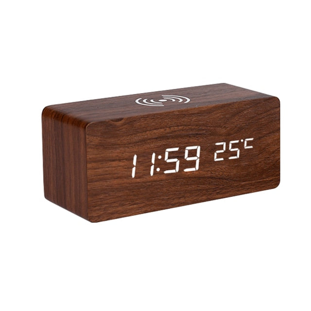 Maliben | Modern Wood Wireless Charging Clock