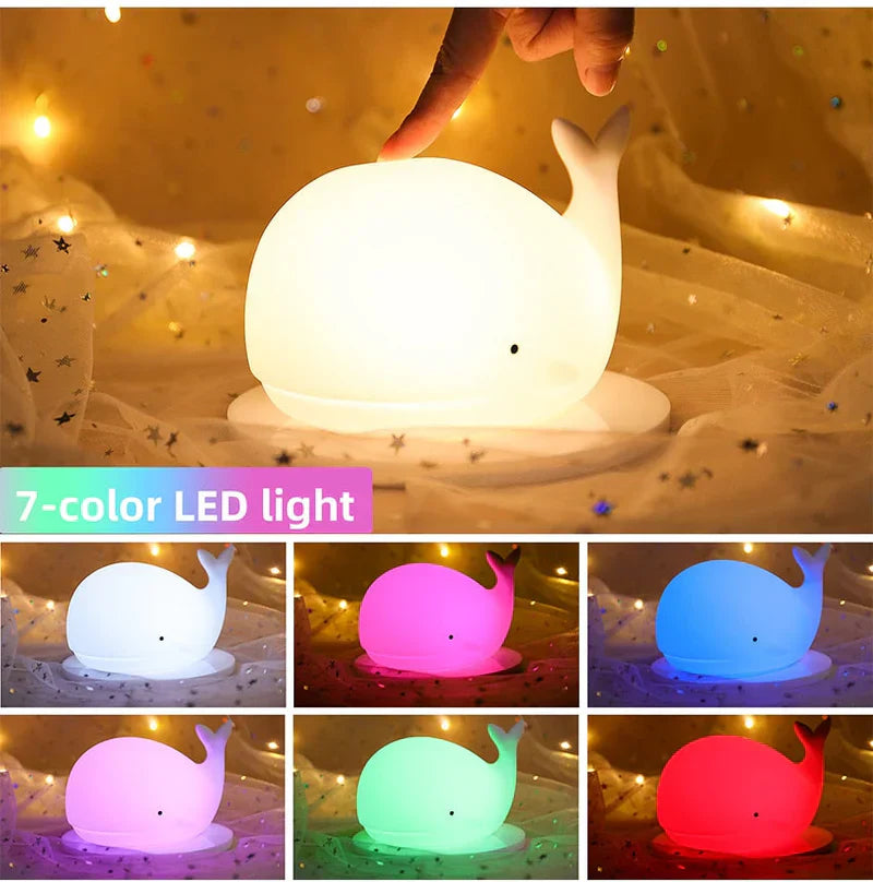 Maliben | Cute Whale Night Light With Color Changing - Glowwhale