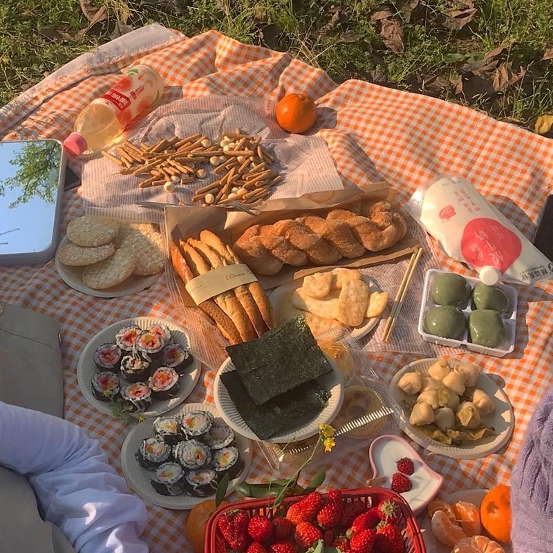 Maliben Clementine Gingham Picnic Blanket