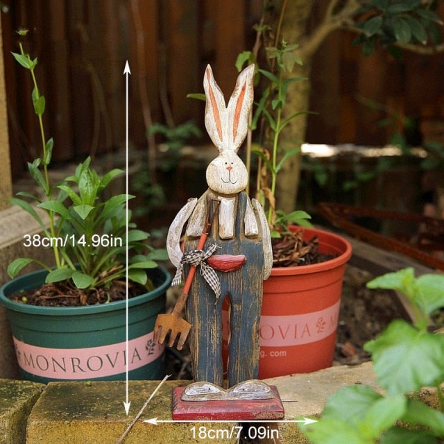Maliben | Wood Retro Easter Bunny Outdoor Ornament