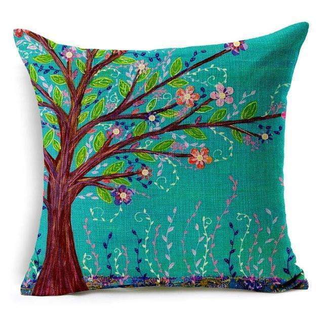 Maliben | Floral Animal Tree Of Life Bird Back Home Decorative Throw Pillow Cover