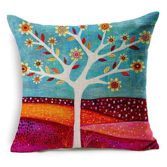 Maliben | Floral Animal Tree Of Life Bird Back Home Decorative Throw Pillow Cover