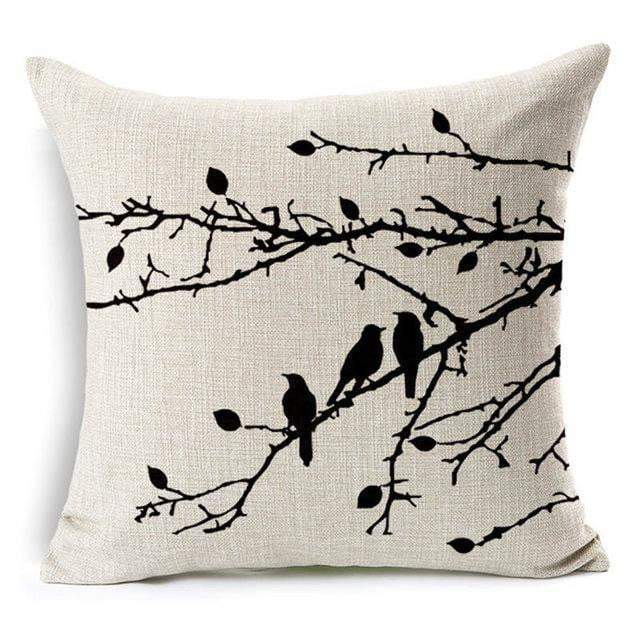 Maliben | Floral Animal Tree Of Life Bird Back Home Decorative Throw Pillow Cover