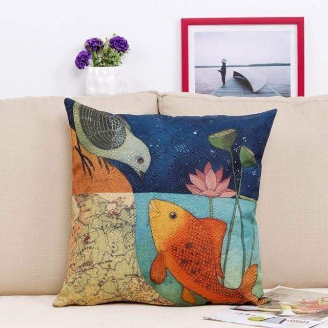 Maliben | Floral Animal Tree Of Life Bird Back Home Decorative Throw Pillow Cover