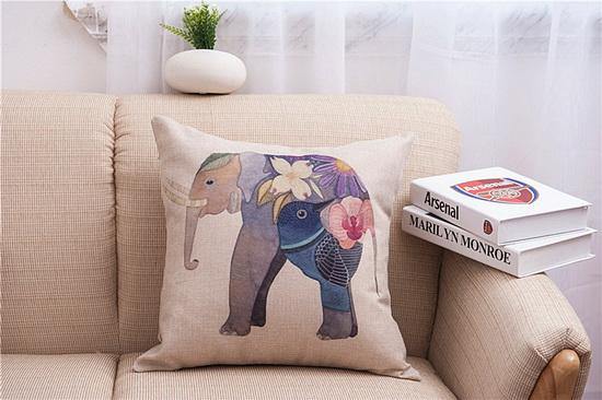 Maliben | Elegant Elephant Printed Decorative Pillow Cases