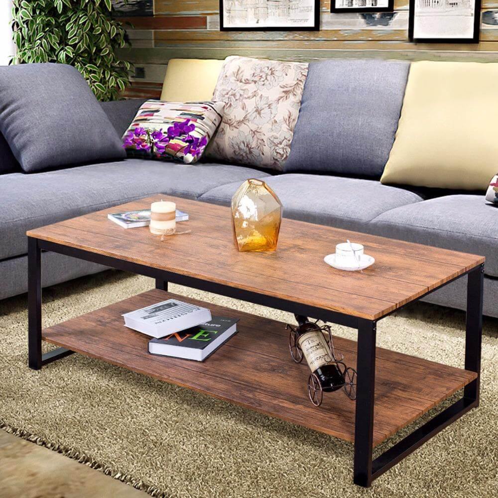 Maliben | Modern Metal Frame Rectangle Coffee Table