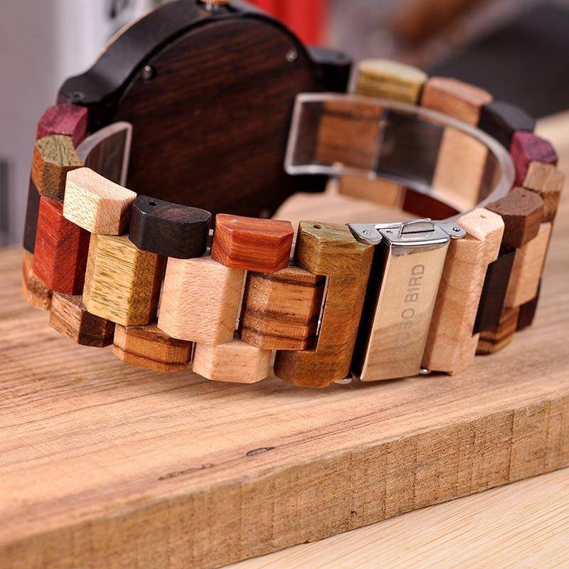 Maliben | Wooden Mens Watch Men Date Display In Wood Gift Box