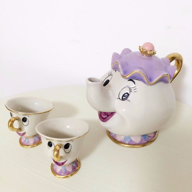 Maliben | Limited Cartoon Beauty and the Beast Bone China Cup Tea Set Mrs. Potts and Chips Teapot Coffee Cups Set