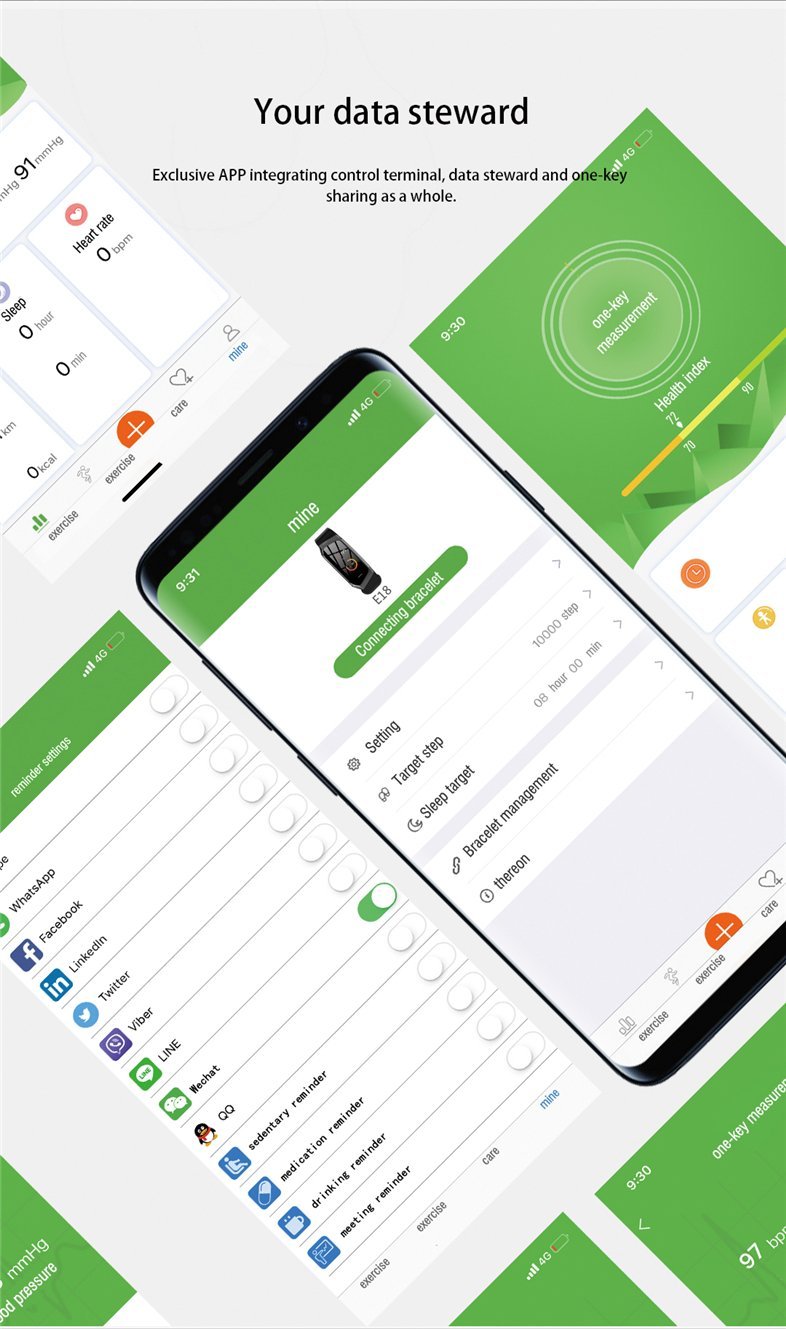 Maliben | Fitband Smart Watch Waterproof Blood Pressure Oxygen Heart Rate Monitor Sport Bracelet