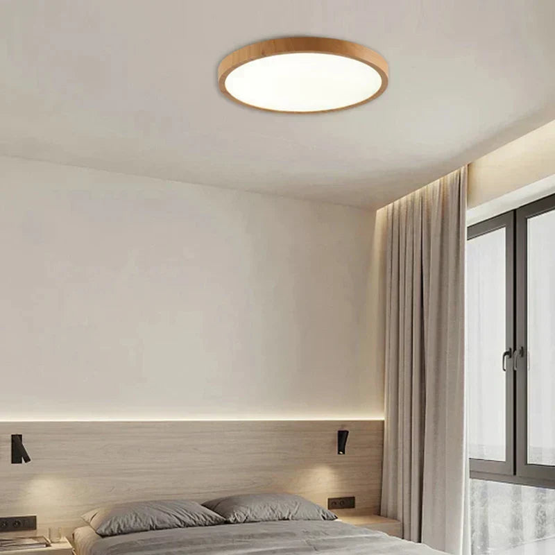 Maliben | Modern Circular CeilIng Lamp With Adjustable Led Lighting in Warm Walnut Color For Living Room And Bedroom