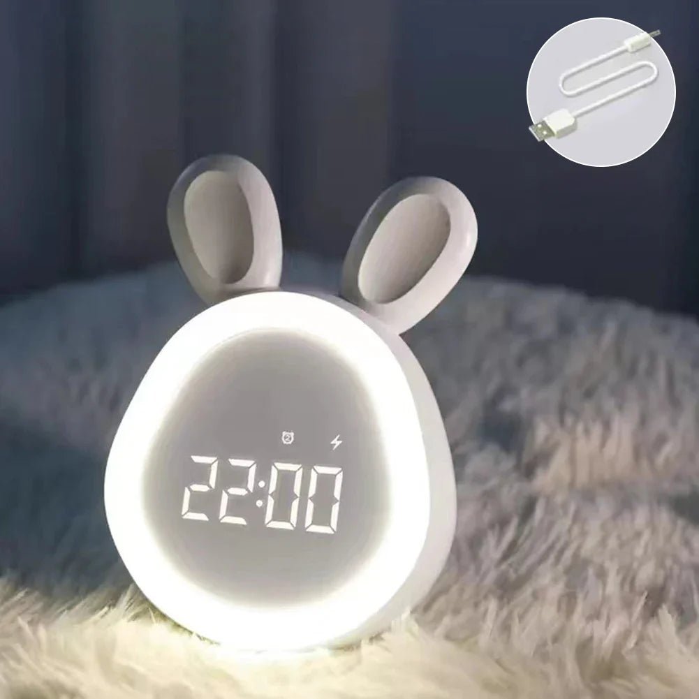 Maliben | Rabbit-Shaped Children's Alarm Clock With Led Night Light - Bunniglow