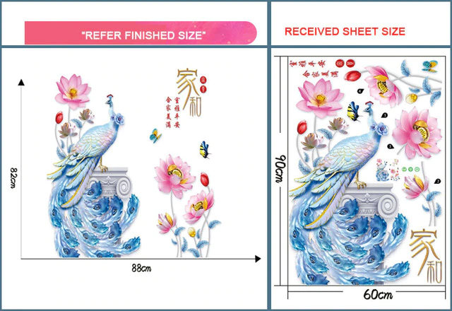 Maliben | 3d Peacock Flower Style Wall Sticker