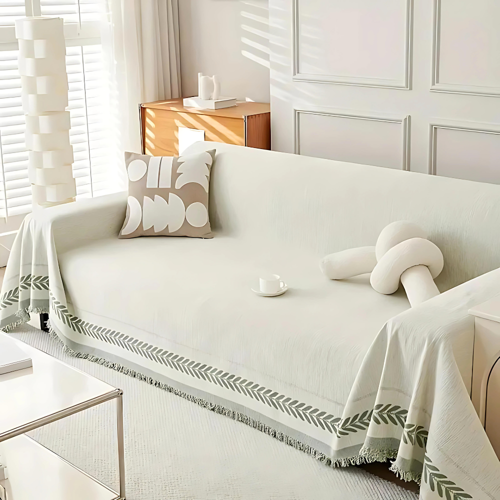 Maliben | Rustic Cotton Tassel Sofa Cover