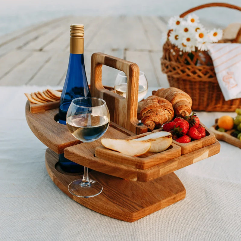 Maliben | Portable Wooden Picnic Table With Spacious Serving Area 36x31x26cm