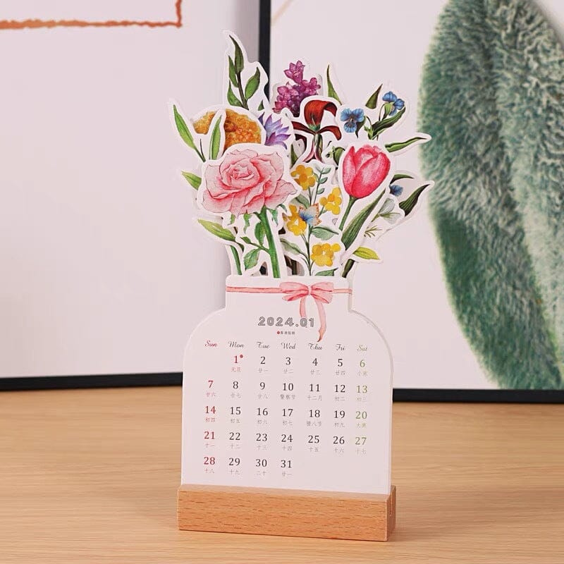Maliben | 2024 Desk Calendar With Wooden Frame