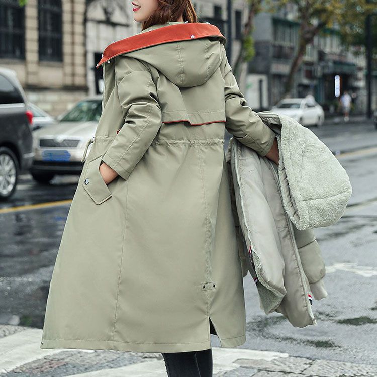 Maliben Winter coat with hood and fur collar, casual parka for women