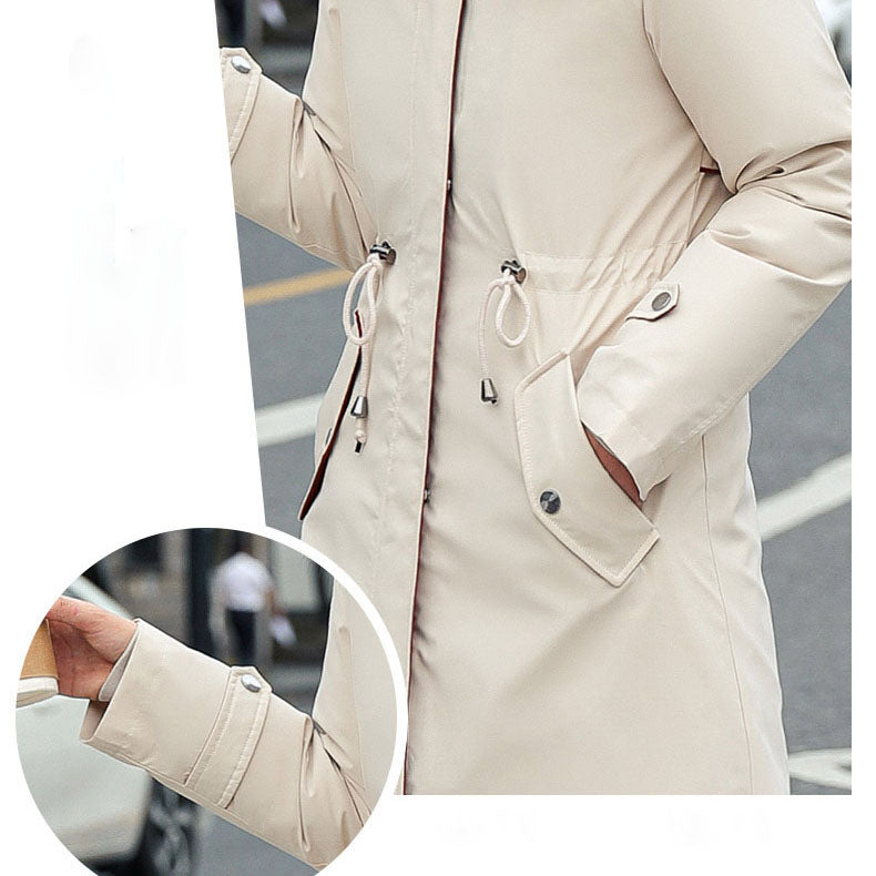 Maliben Winter coat with hood and fur collar, casual parka for women