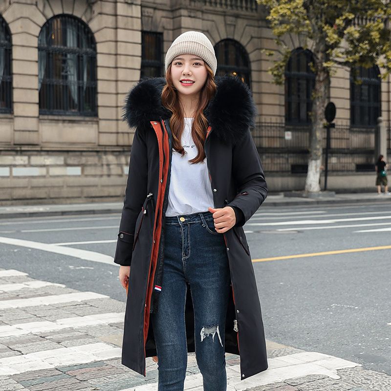 Maliben Winter coat with hood and fur collar, casual parka for women