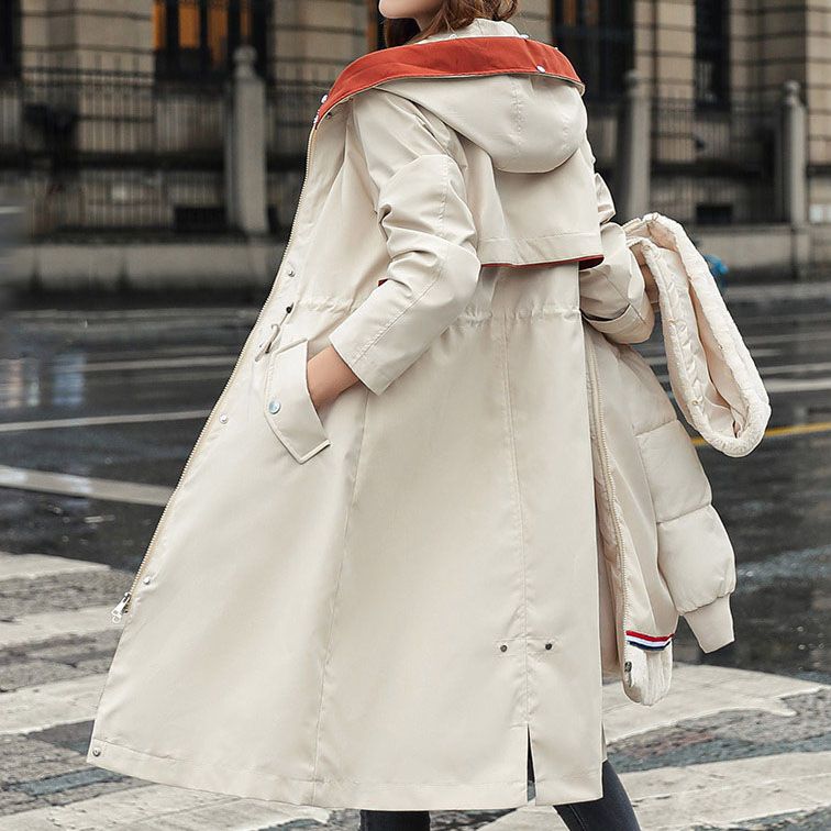 Maliben Winter coat with hood and fur collar, casual parka for women