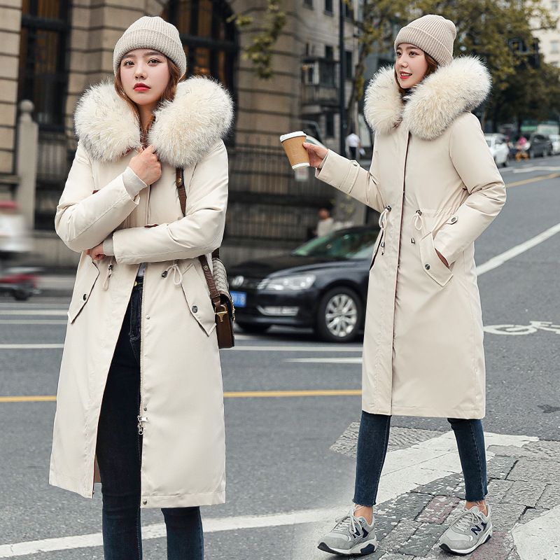 Maliben Winter coat with hood and fur collar, casual parka for women