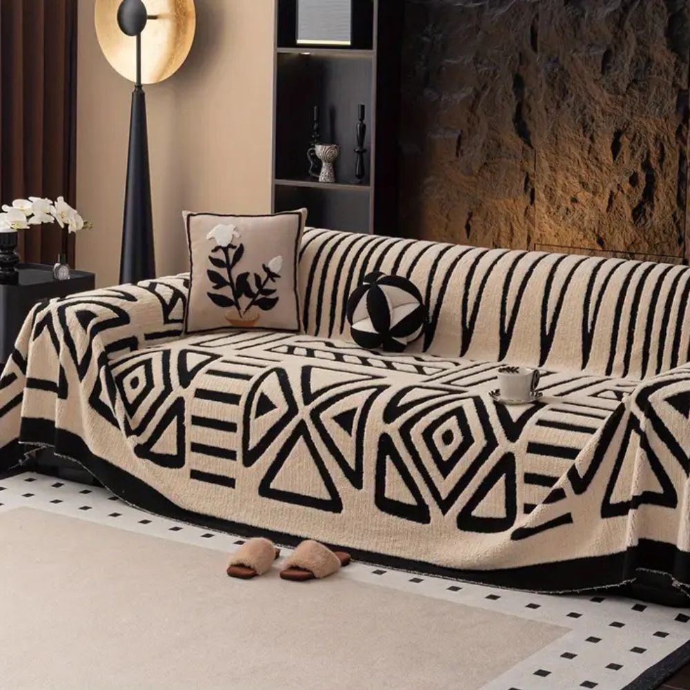 Maliben | Modern Geometric Sofa Cover Cotton Blend
