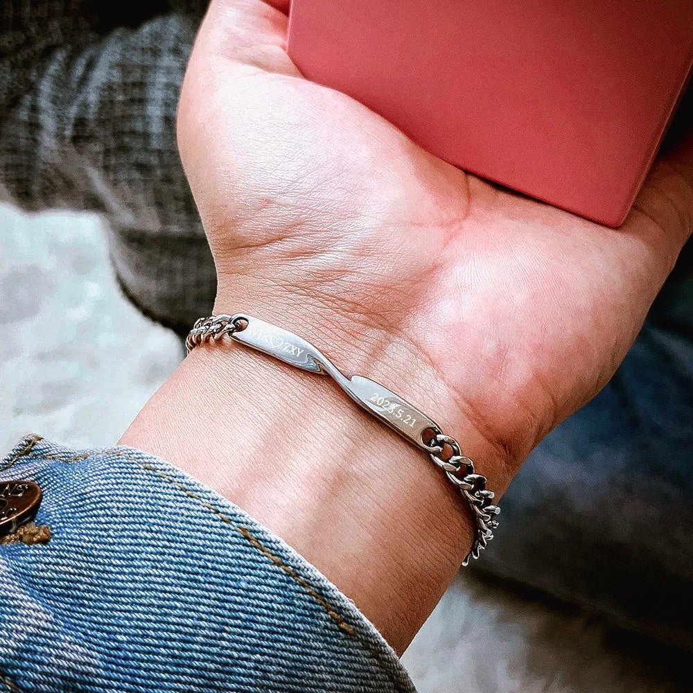 Maliben | Twisted Name & Date Couples Bracelets