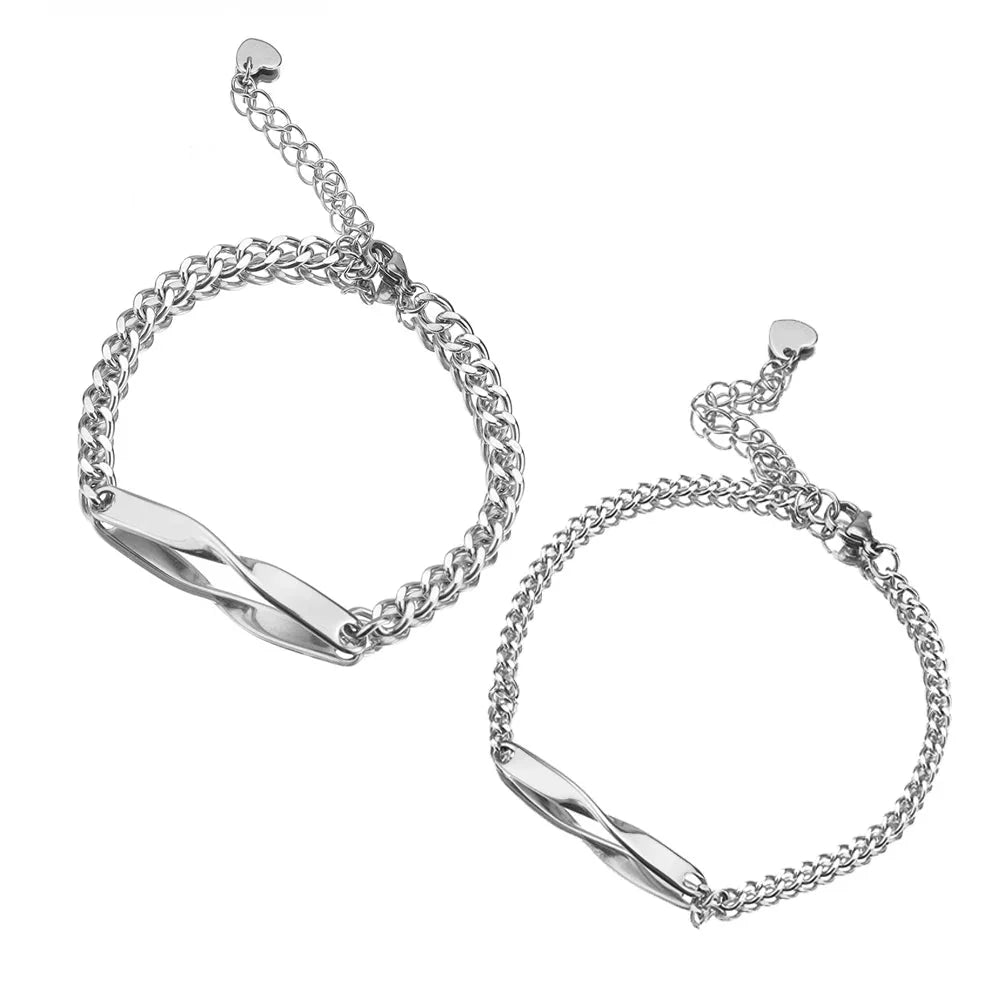 Maliben | Twisted Name & Date Couples Bracelets