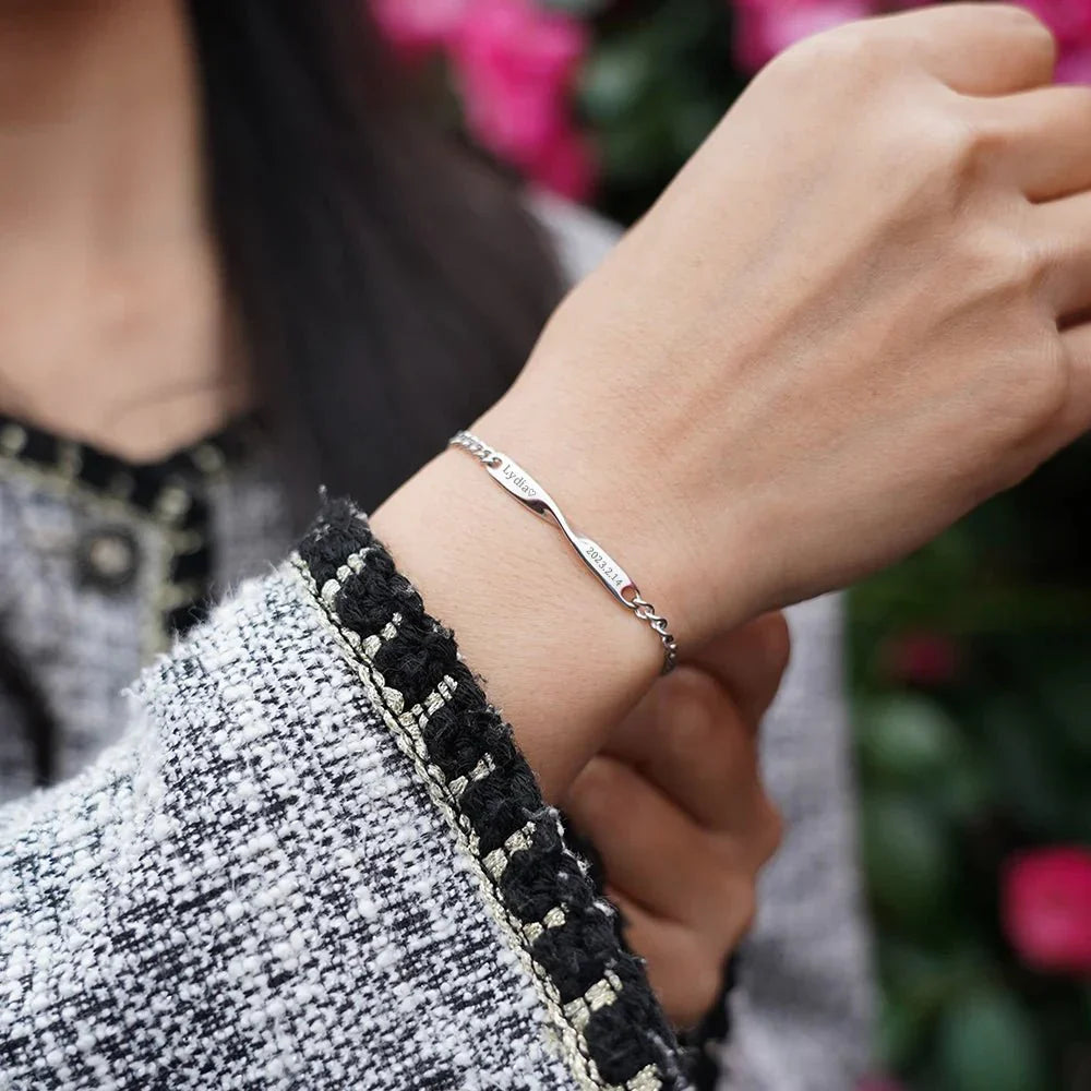 Maliben | Twisted Name & Date Couples Bracelets