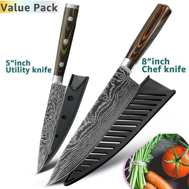 Maliben | Santoku Japanese Professional Chef Knife 8 Inch High Carbon Stainless Steel