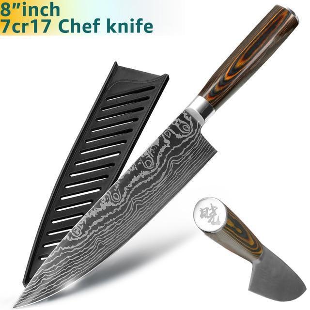 Maliben | Santoku Japanese Professional Chef Knife 8 Inch High Carbon Stainless Steel