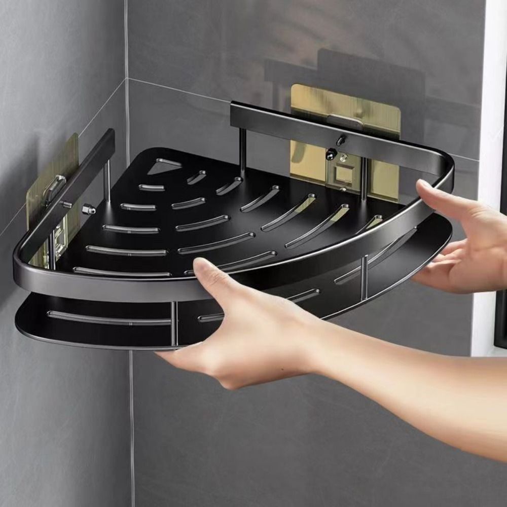 Maliben | Corner Holder Aluminum Wall Shelf – Space-Saving Bathroom Organizer بدون Drilling