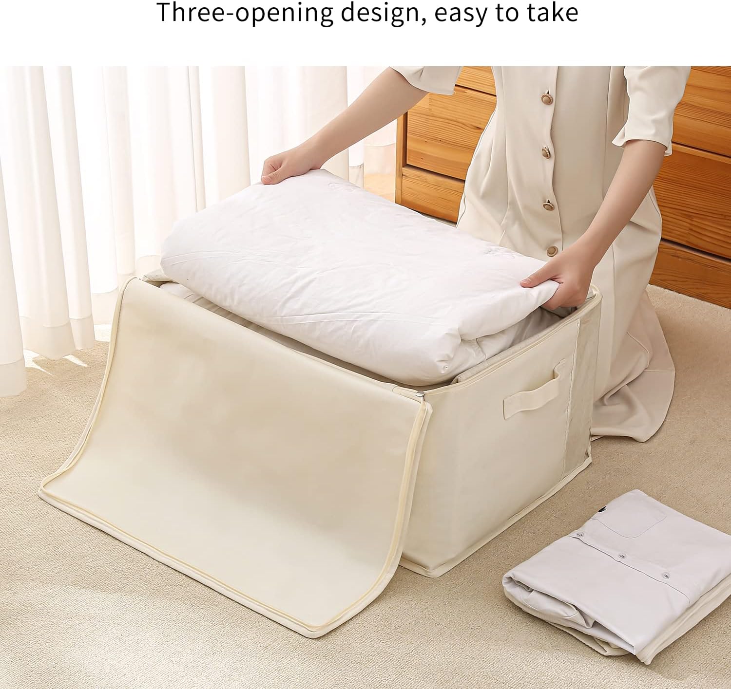 Maliben | Canvas Clothing Storage Organizer Set – Double Zipper Bag With Handles & Viewing Window