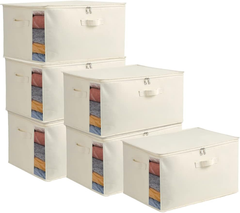 Maliben | Canvas Clothing Storage Organizer Set – Double Zipper Bag With Handles & Viewing Window
