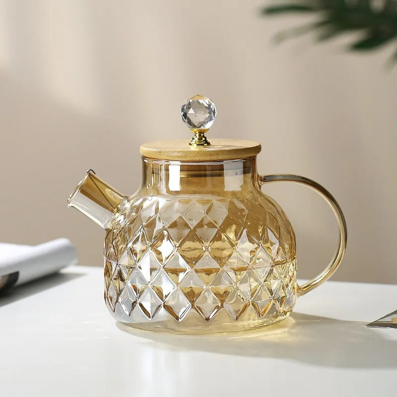 Maliben | Classic Crystal Teapot | Glass & Wood