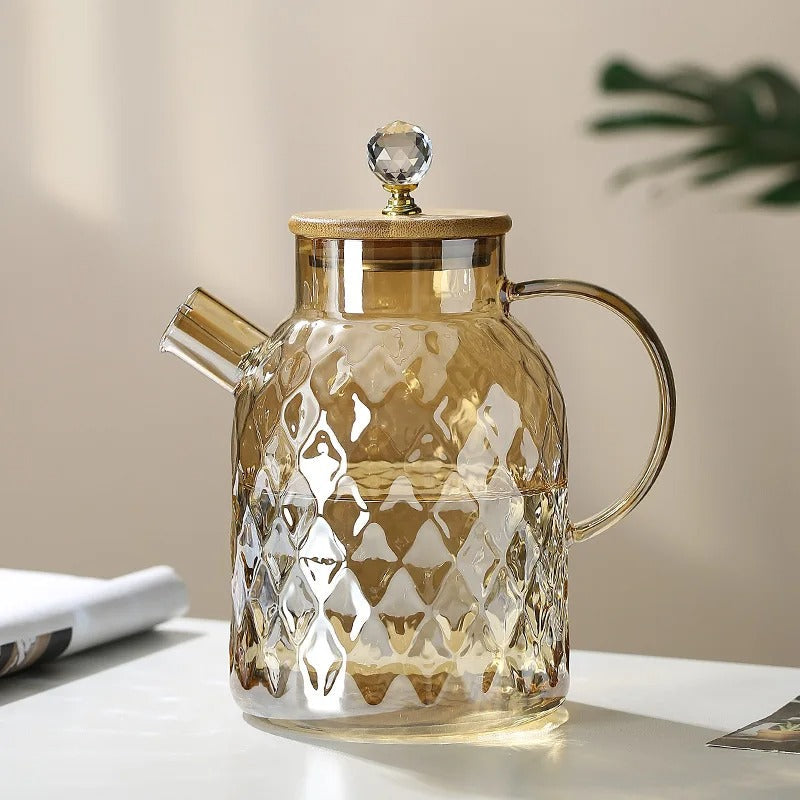 Maliben | Classic Crystal Teapot | Glass & Wood