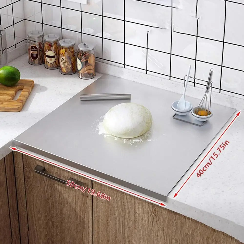Maliben | High-quality cutting board made of stainless steel with edge – ideal for homemade pizza, pastries, and more!